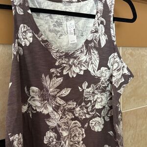 Maurices Floral Tank Top - Brown and White